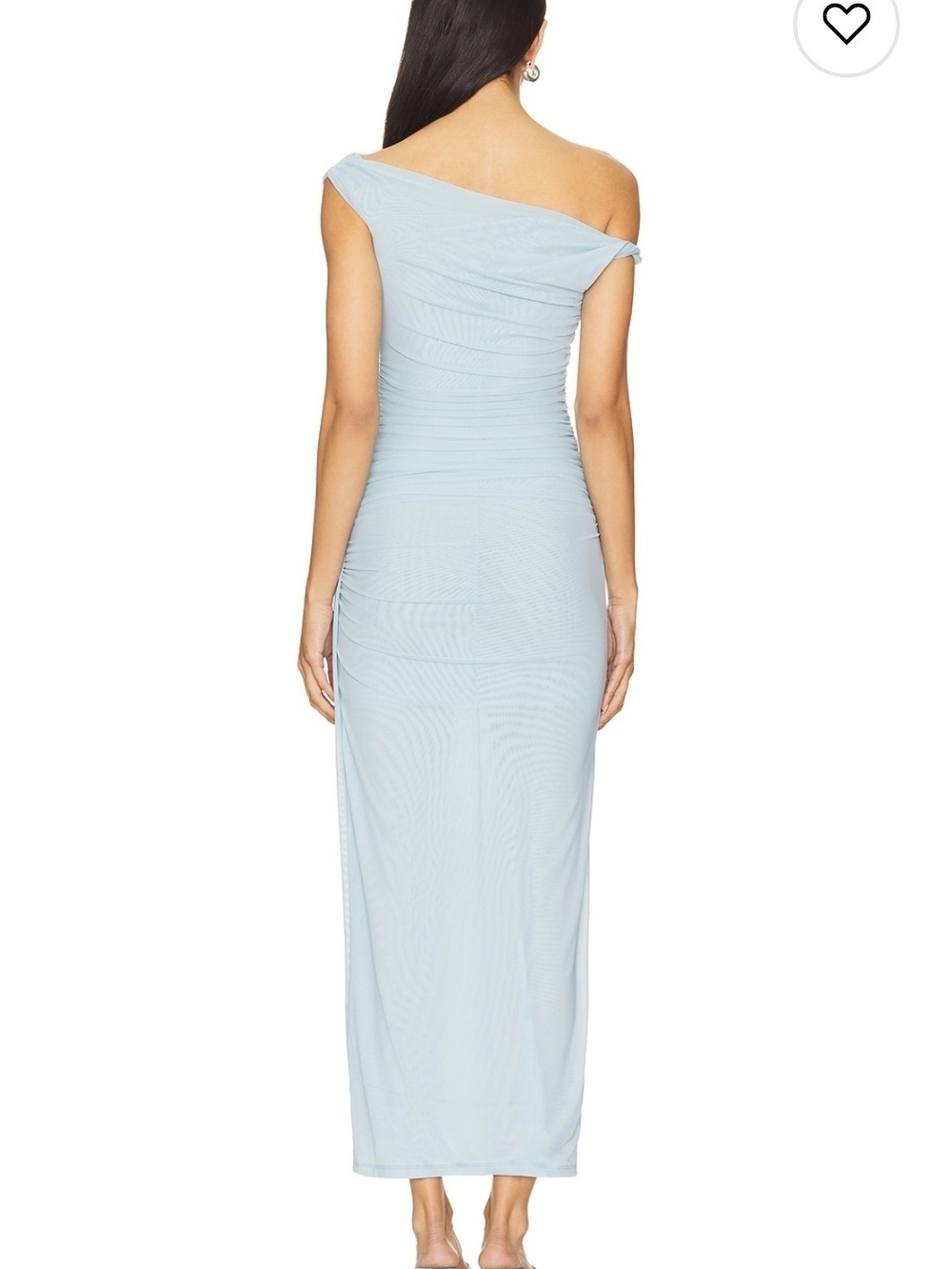 One-Shoulder Light Blue Ruched Maxi Dress